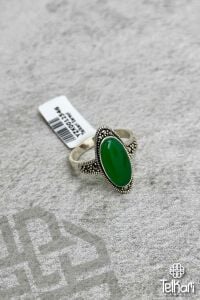 Oval Model Yeşim Taşlı Gümüş Markazit Yüzük