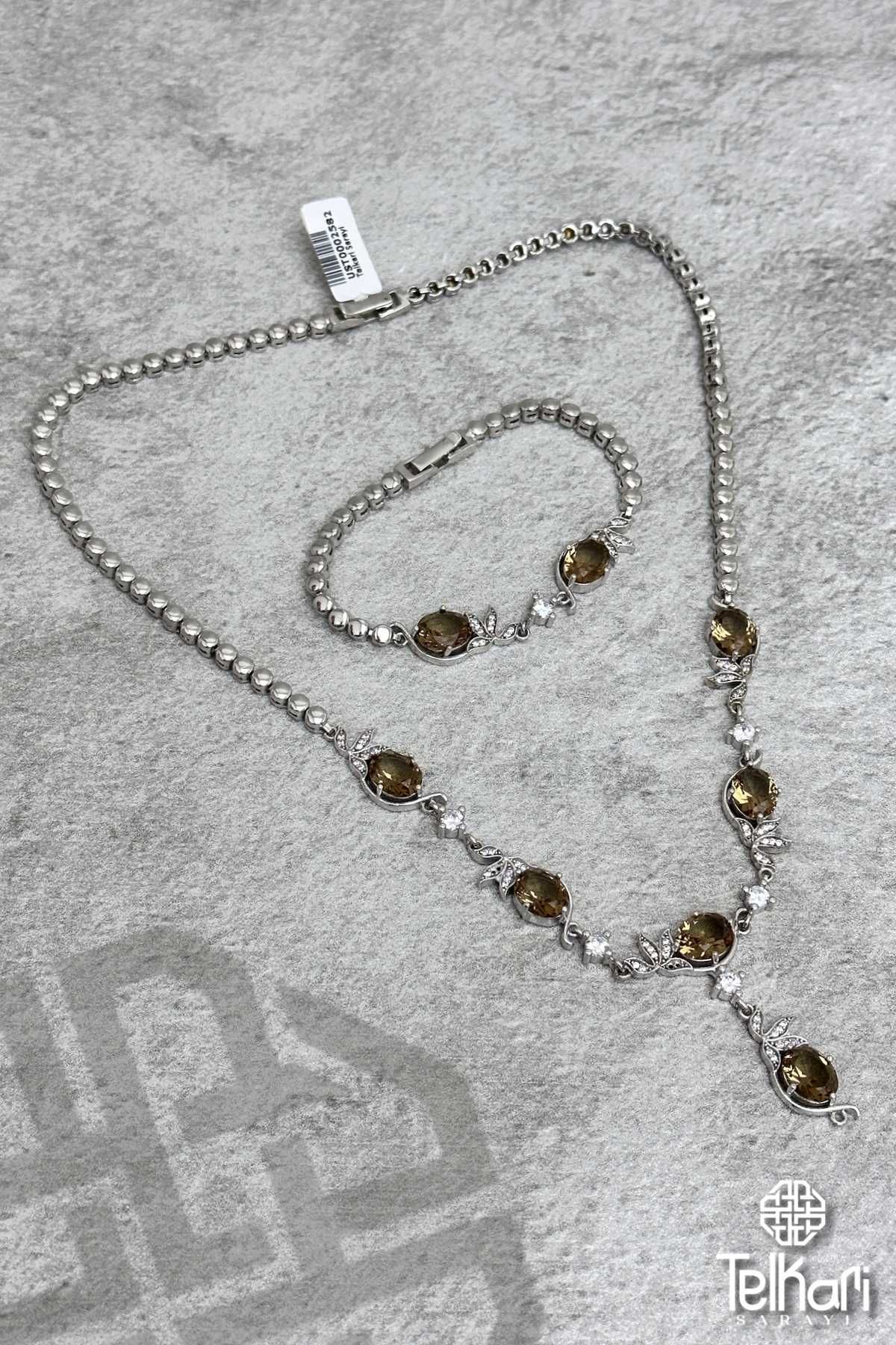 Şık Zarif Model Renk Değiştiren Sultan Taşlı Gümüş Set