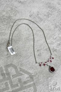 Şık Model Kök Yakut Taşlı Gümüş Kolye