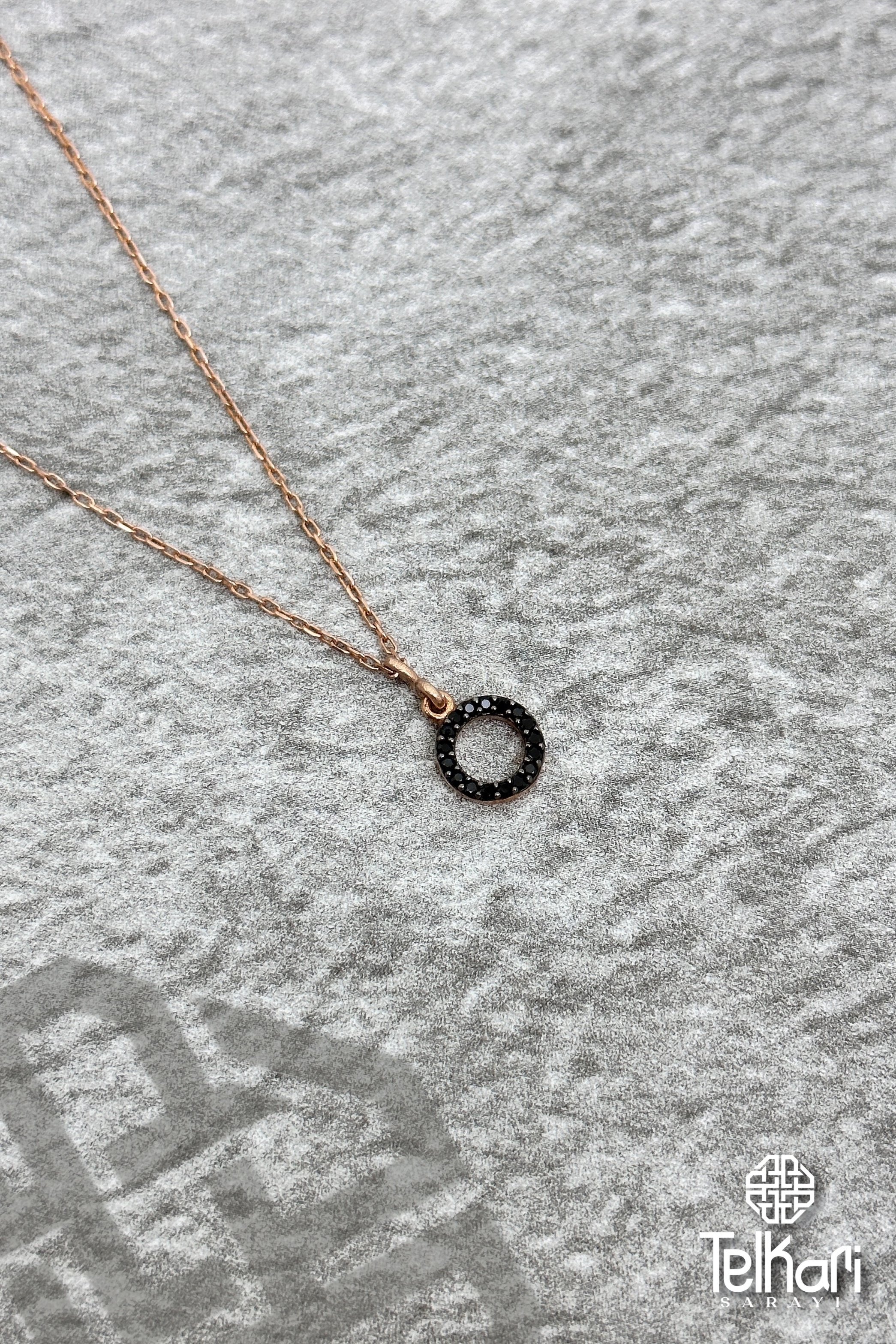 Onix Taşlı Rose Gümüş Halka Kolye