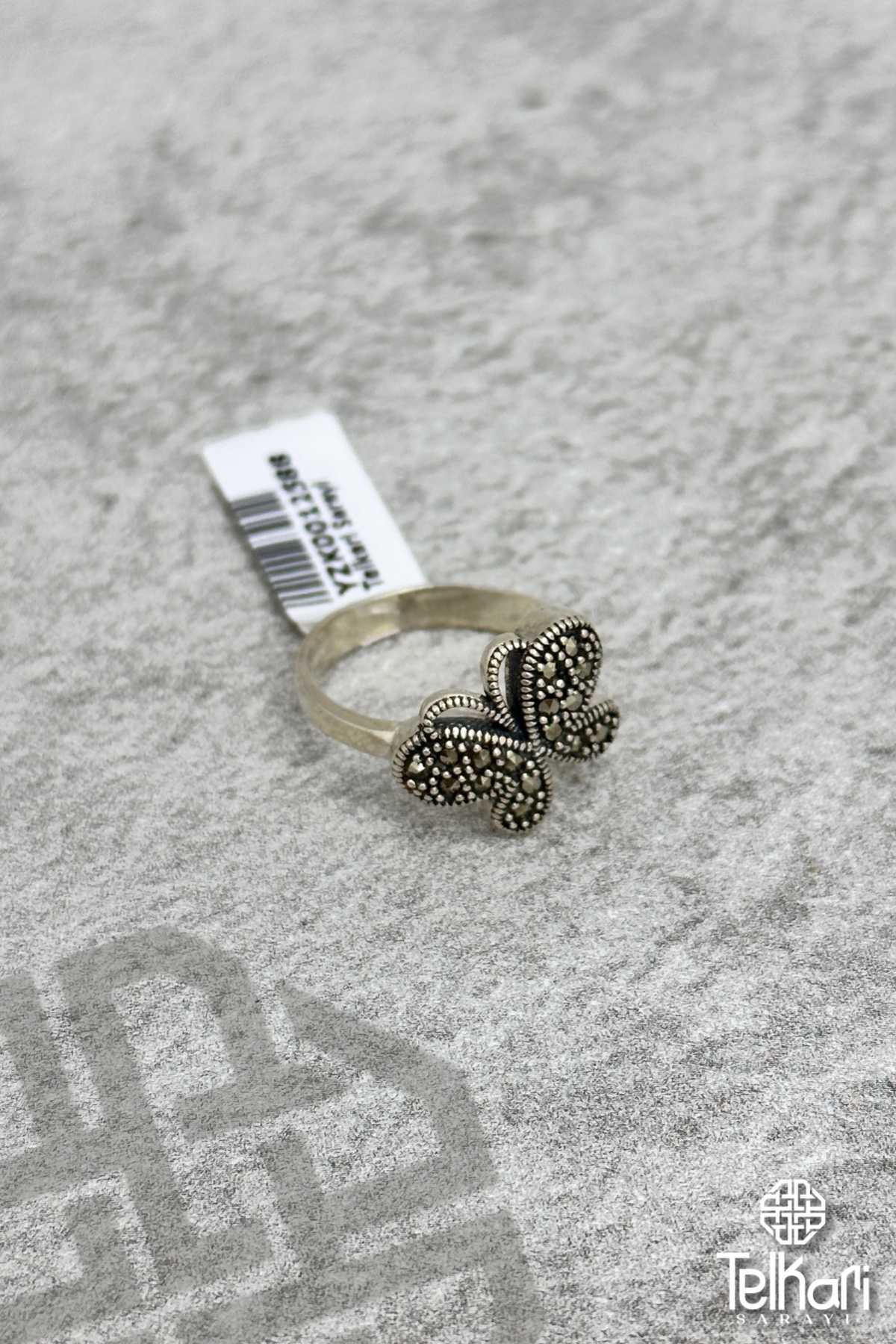 Kelebek Model Taşlı Gümüş Markazit Yüzük