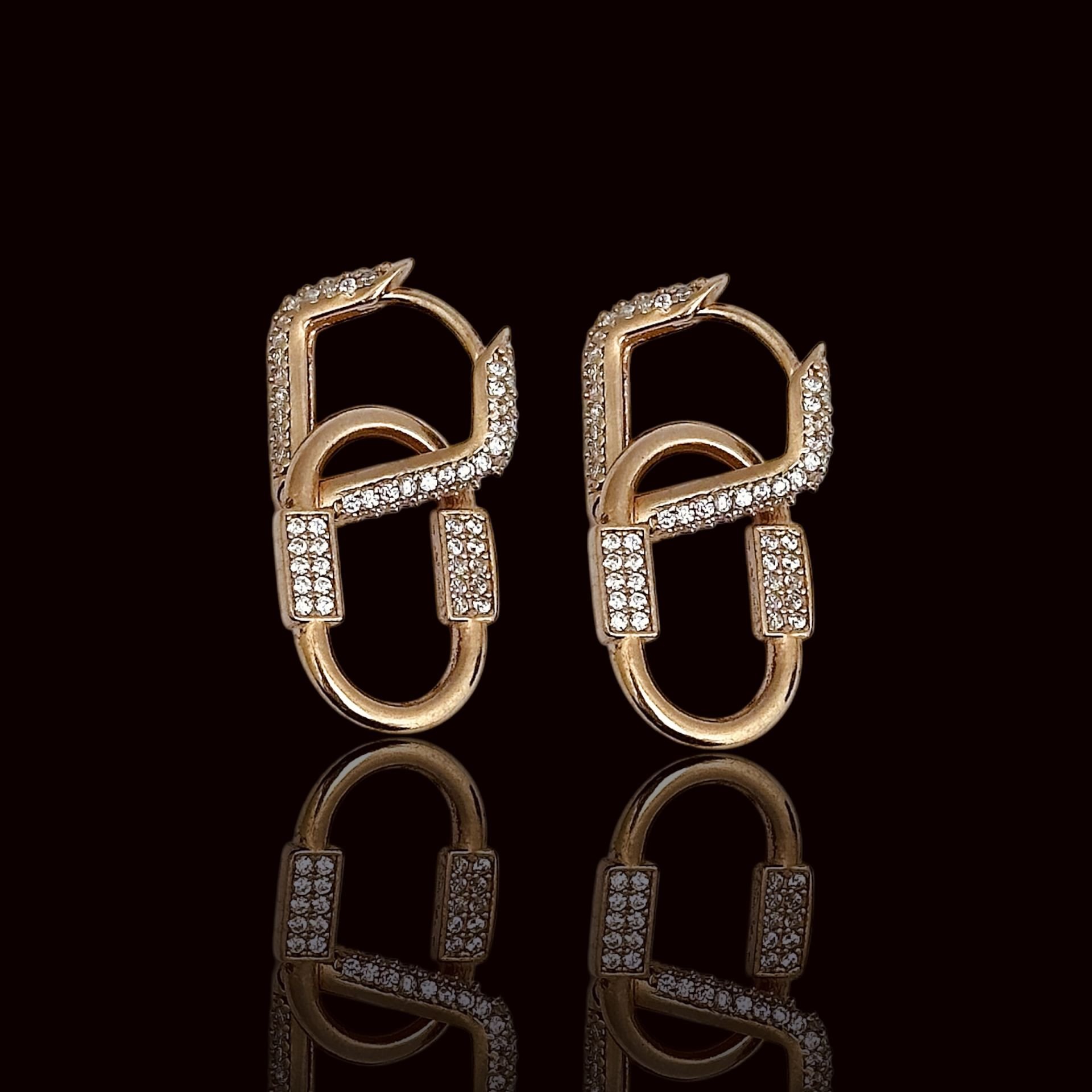 Zirkon Taşlı Rose 925 Ayar Gümüş Tasarım Küpe