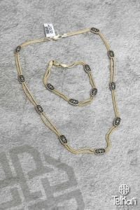 Mine İşlemeli Midyat Hasırı Gümüş Set