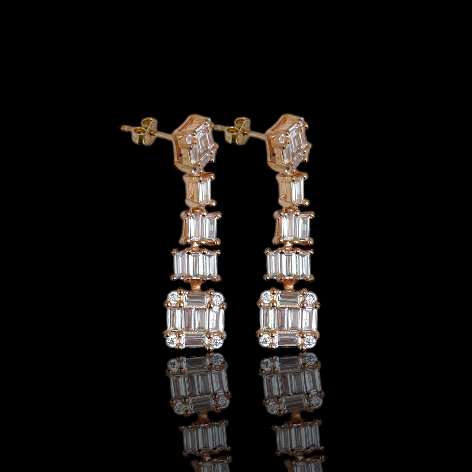 Rose Kaplama 925 Ayar Baget Gümüş Küpe