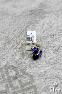 Safir ve Onix Taşlı Gümüş Markazit Yüzük