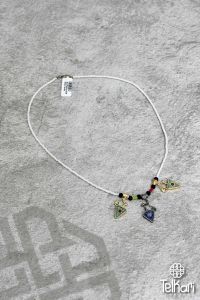 Mozaik Mine İşlemeli Gümüş Kolye