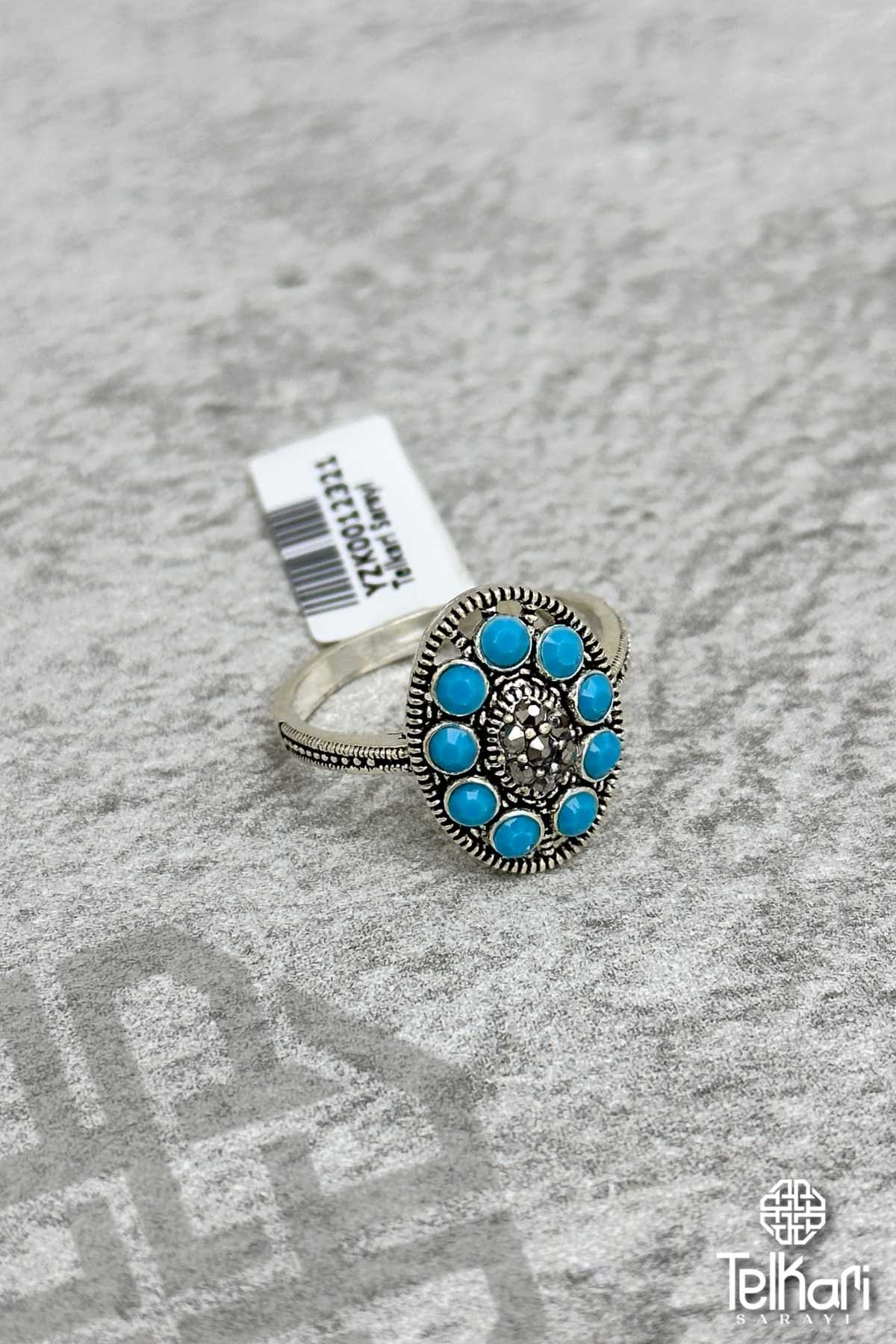 Firuze Taşlı Gümüş Markazit Yüzük