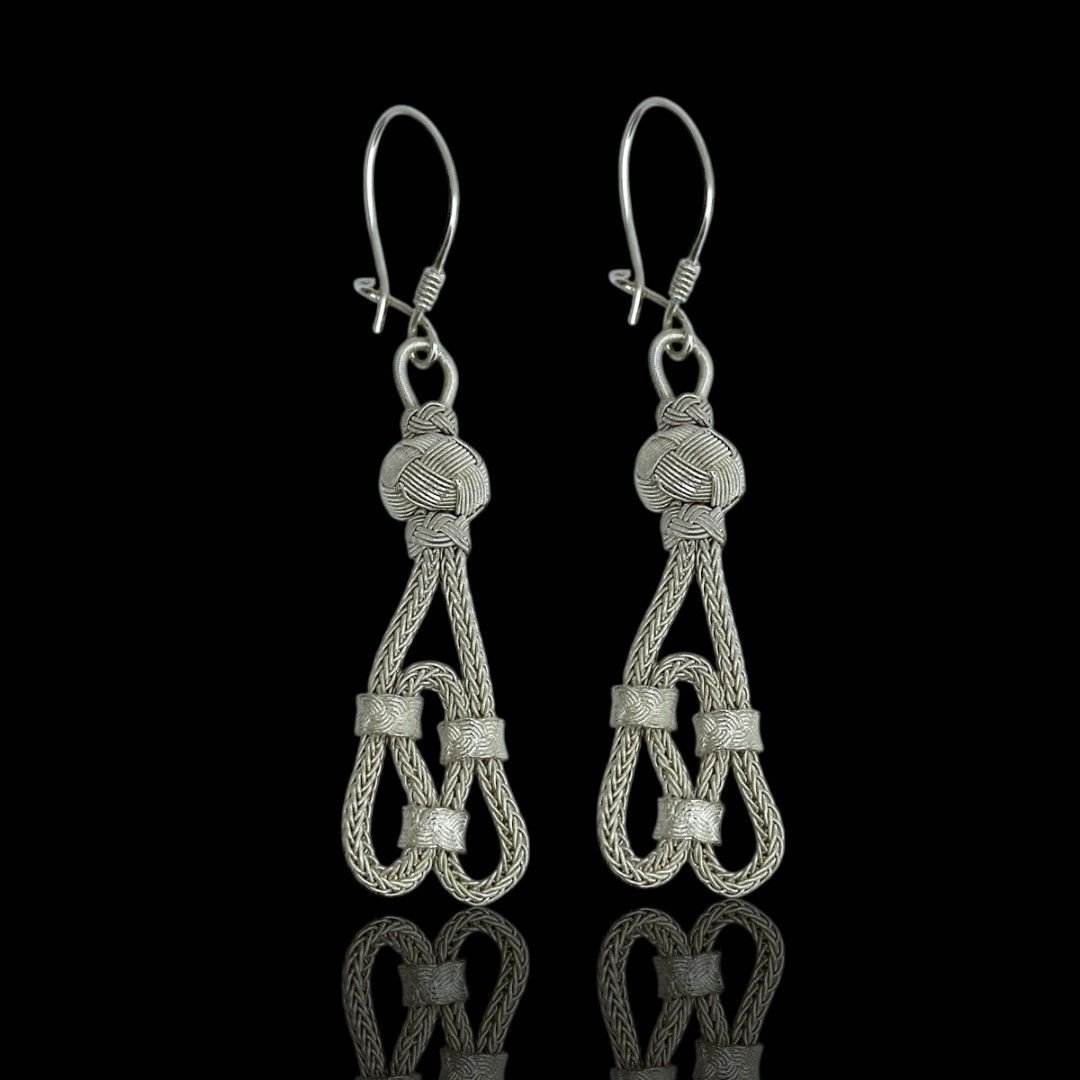 1000 Ayar Tasarım Kalp Model El Örmesi Gümüş Kazaziye Küpe