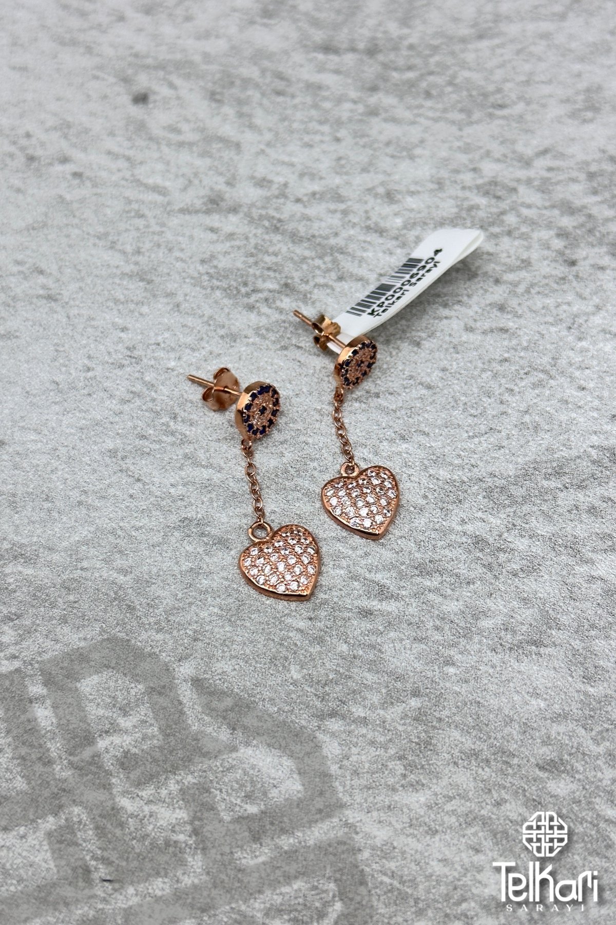 Nazar Boncuklu Kalpli Sallantılı Bayan Gümüş Küpe