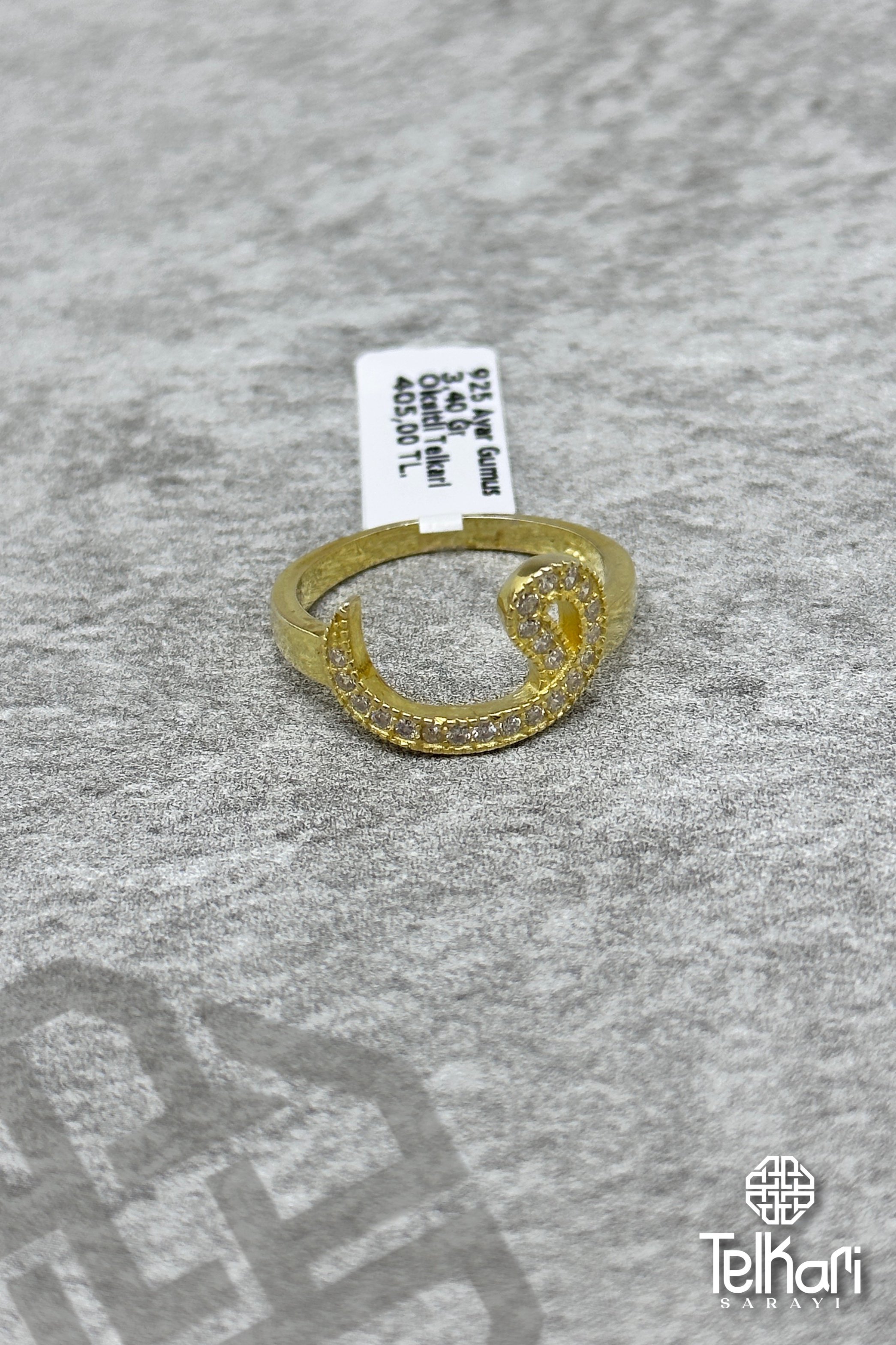 Vav Harfli Gold Gümüş Yüzük