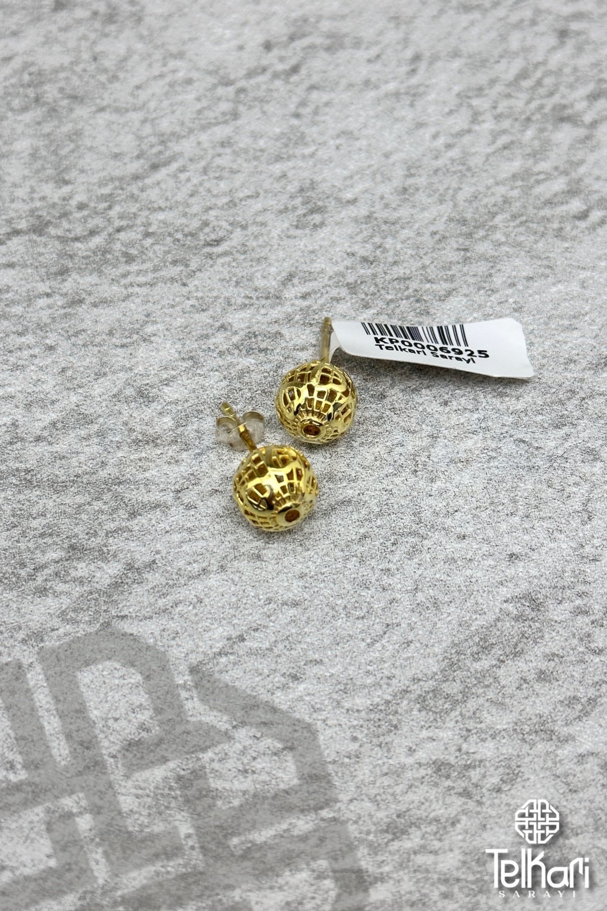 Altın Kaplama Yuvarlak Bayan Gümüş Küpe