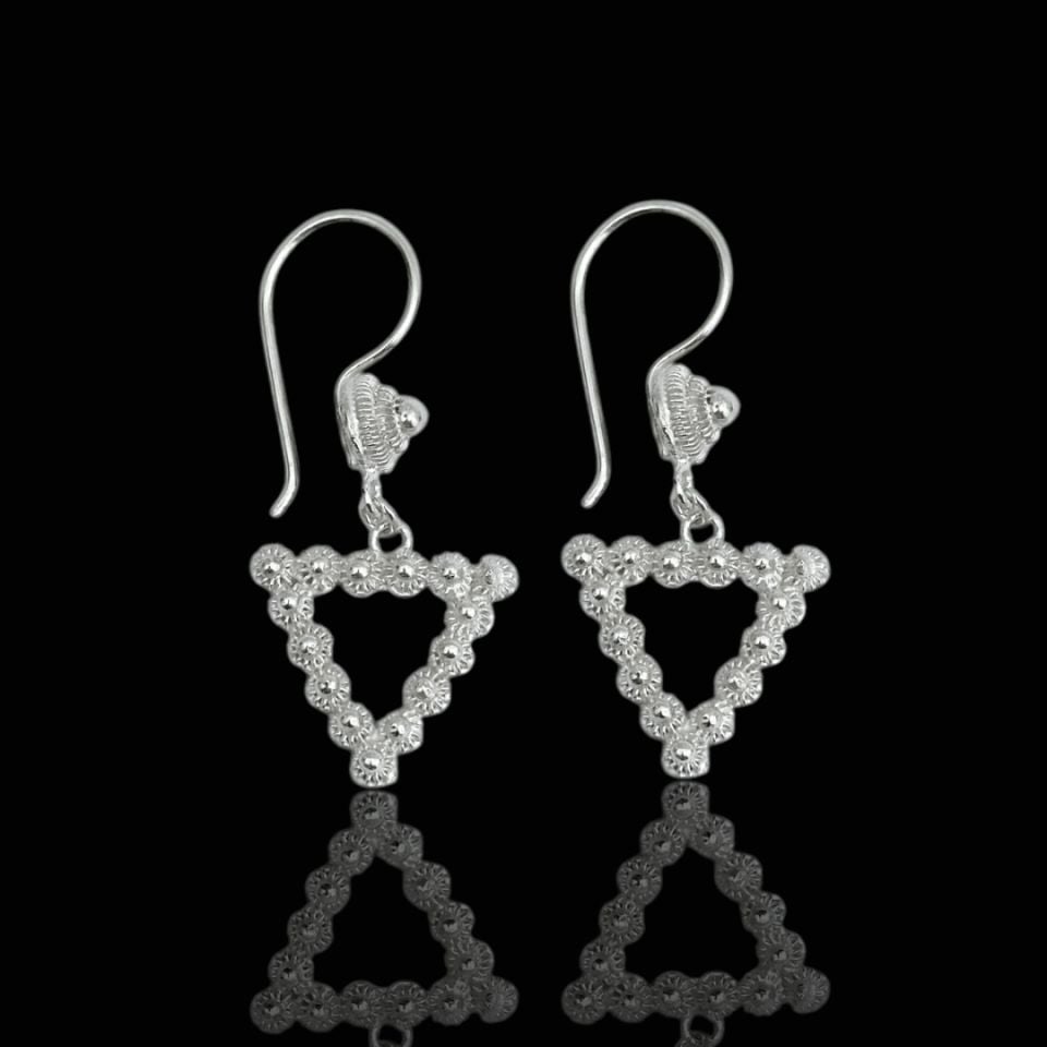 Üçgen Model 925 Ayar Gümüş Telkari Küpe