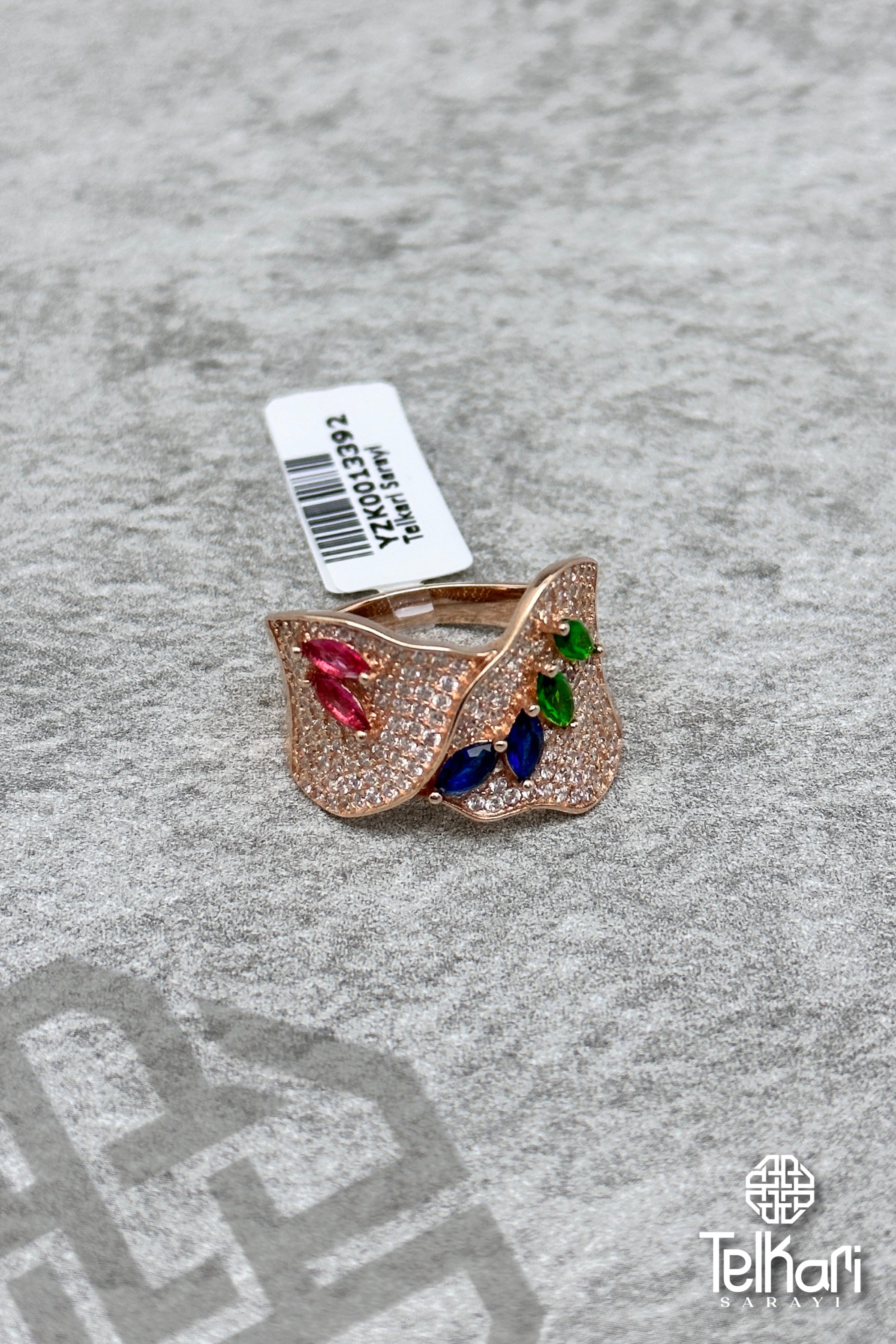 Renkli Zirkon Taşlı Gümüş Yüzük