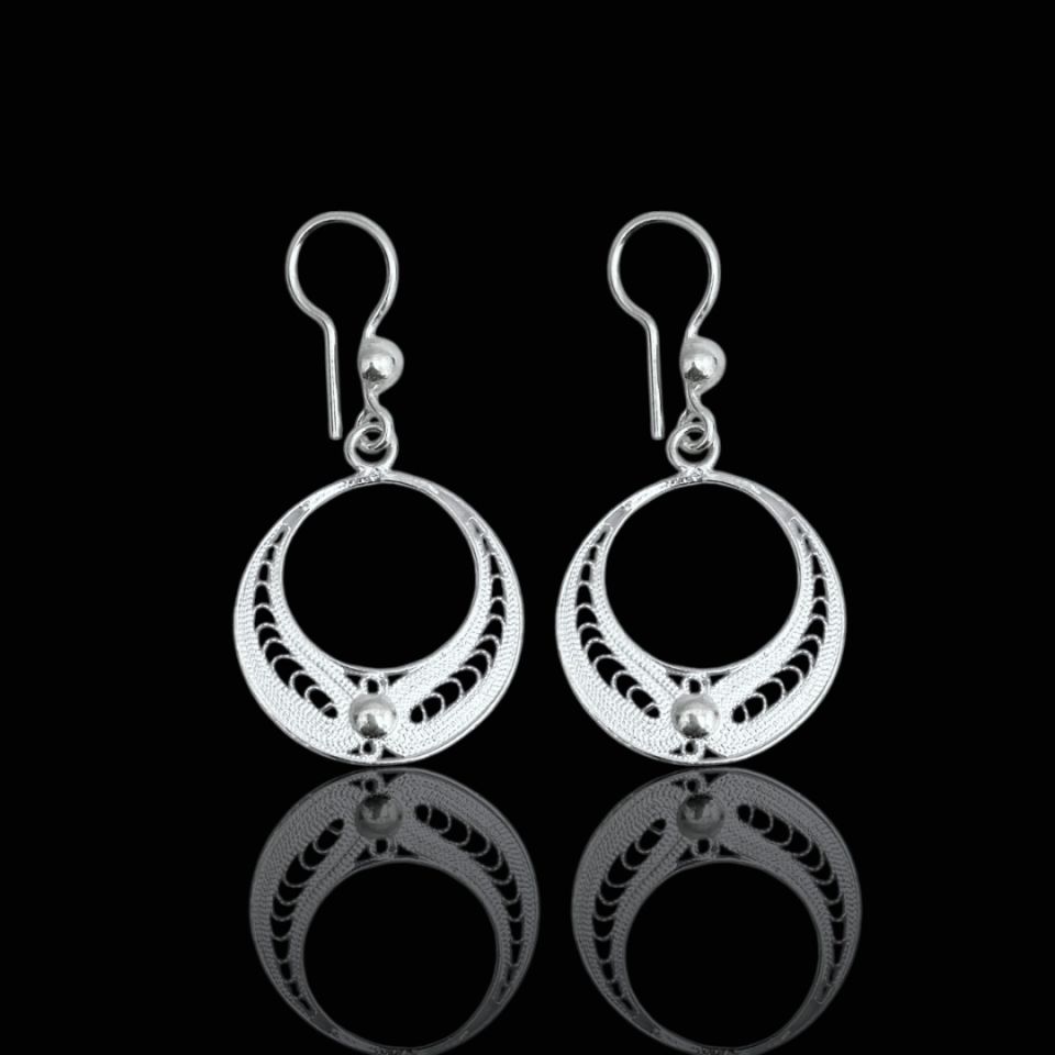 Halka Model Telkari 925 Ayar Gümüş Küpe