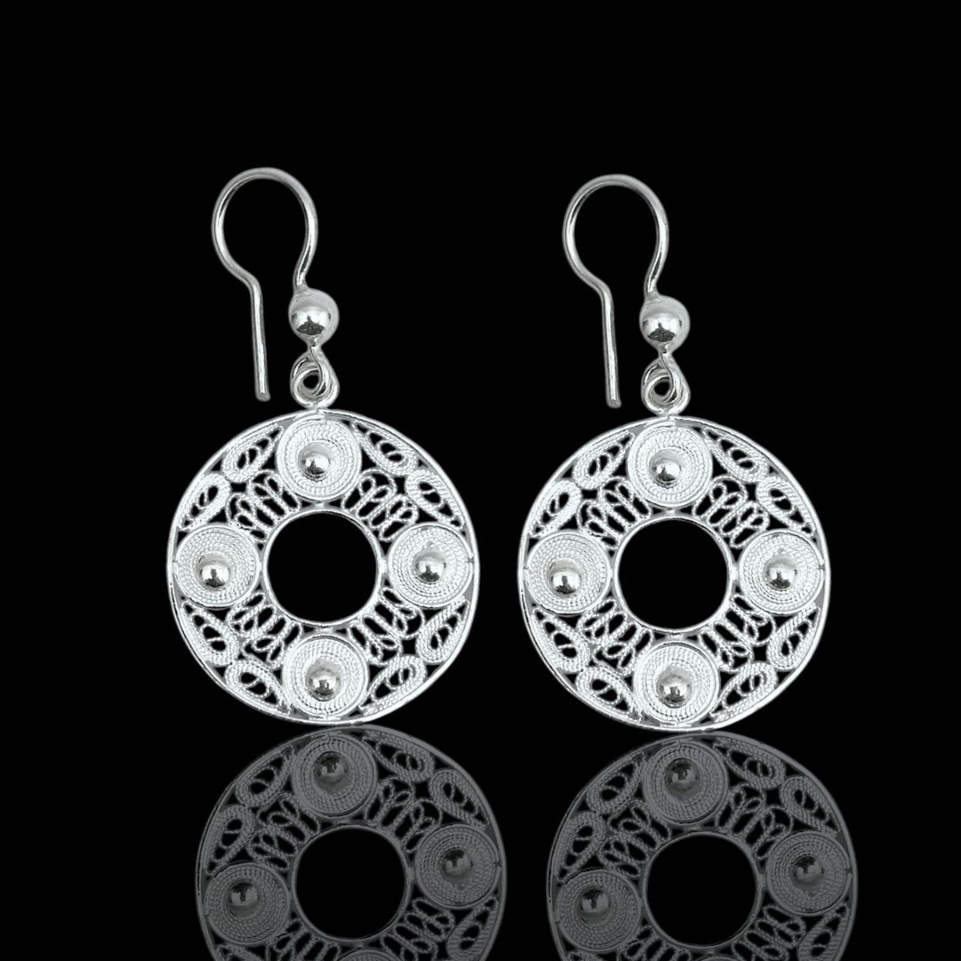 Telkari Tasarımlı Halka Model 925 Ayar Gümüş Küpe