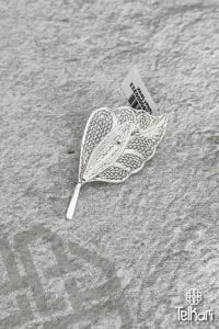 Yaprak El İşçiliği Telkari Gümüş Broş
