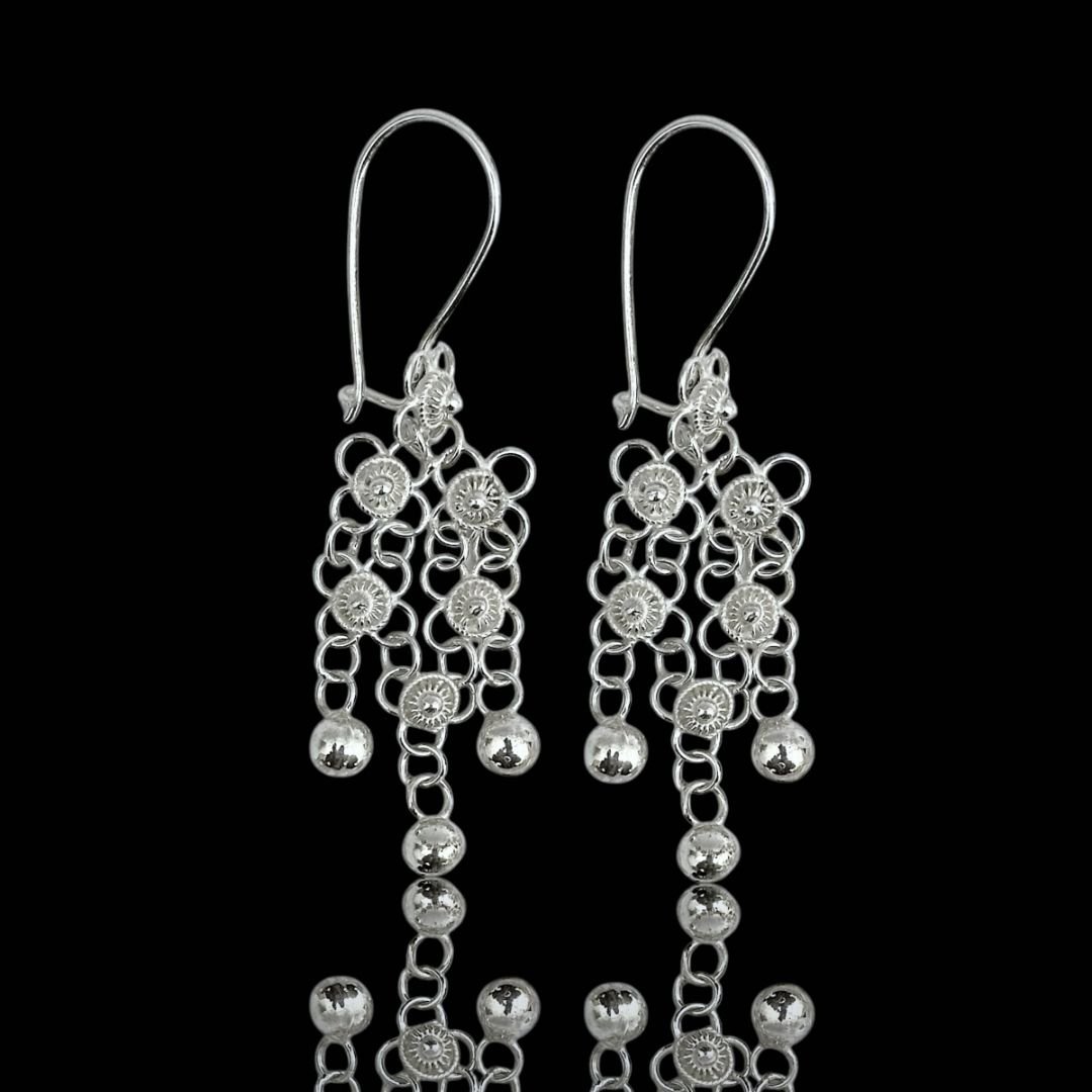 Üç Başlı Kişniş Model Telkari 925 Ayar Gümüş Küpe