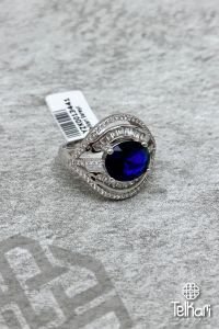 Yuvarlak Safir Taşlı Özel Tasarım Gümüş Yüzük