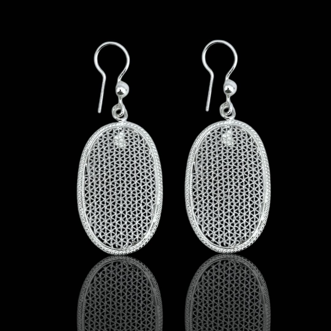 Oval Model 925 Ayar Gümüş Telkari Küpe