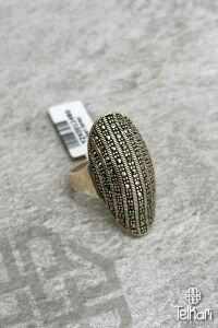 Gösterişli Taşlı Gümüş Markazit Yüzük