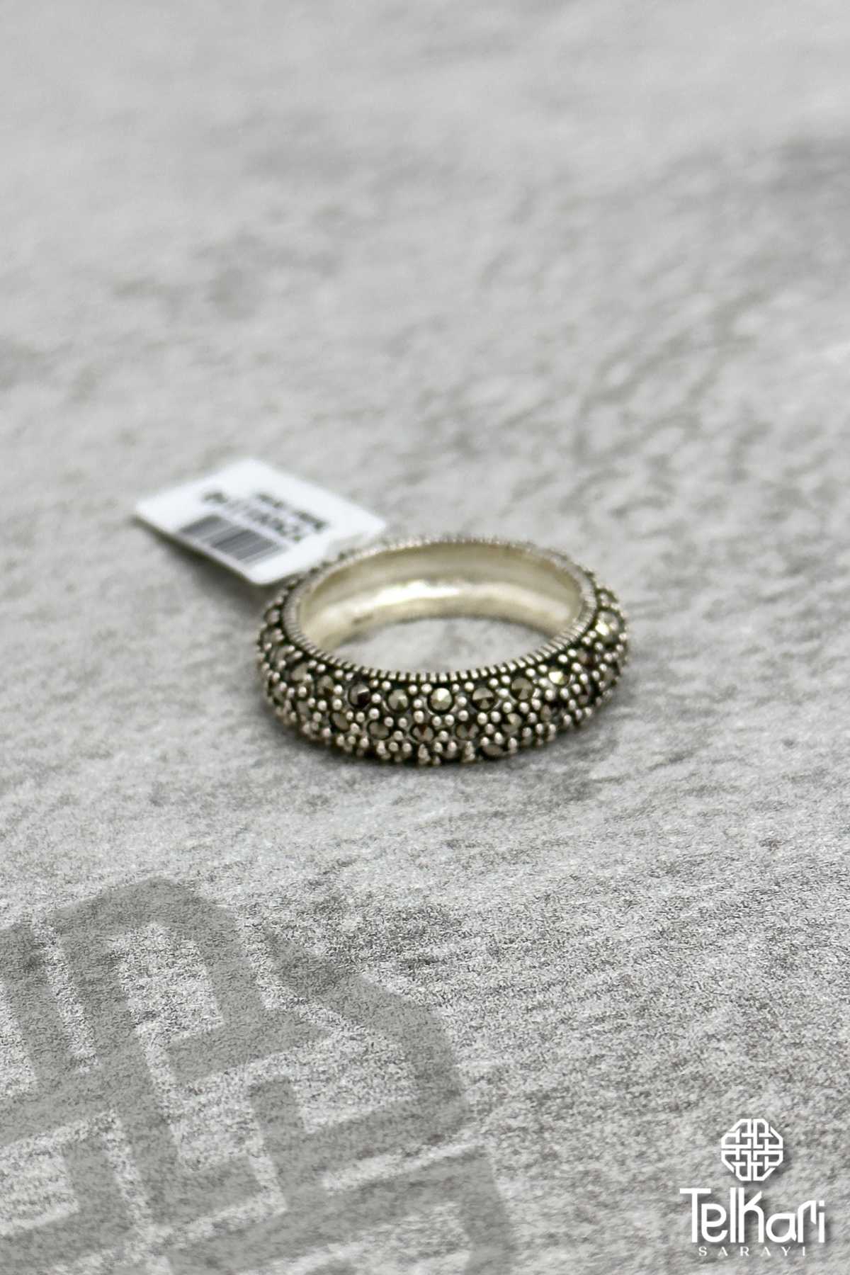 Tam Tur Taşlı Gümüş Markazit Yüzük