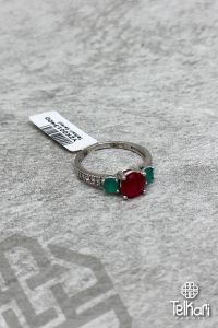 Kök Zümrüt Yakut Taşlı Gümüş Yüzük