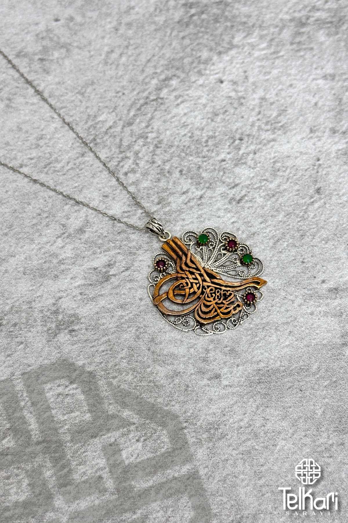 Tuğra Model Oksitli Midyat Telkari Kolye