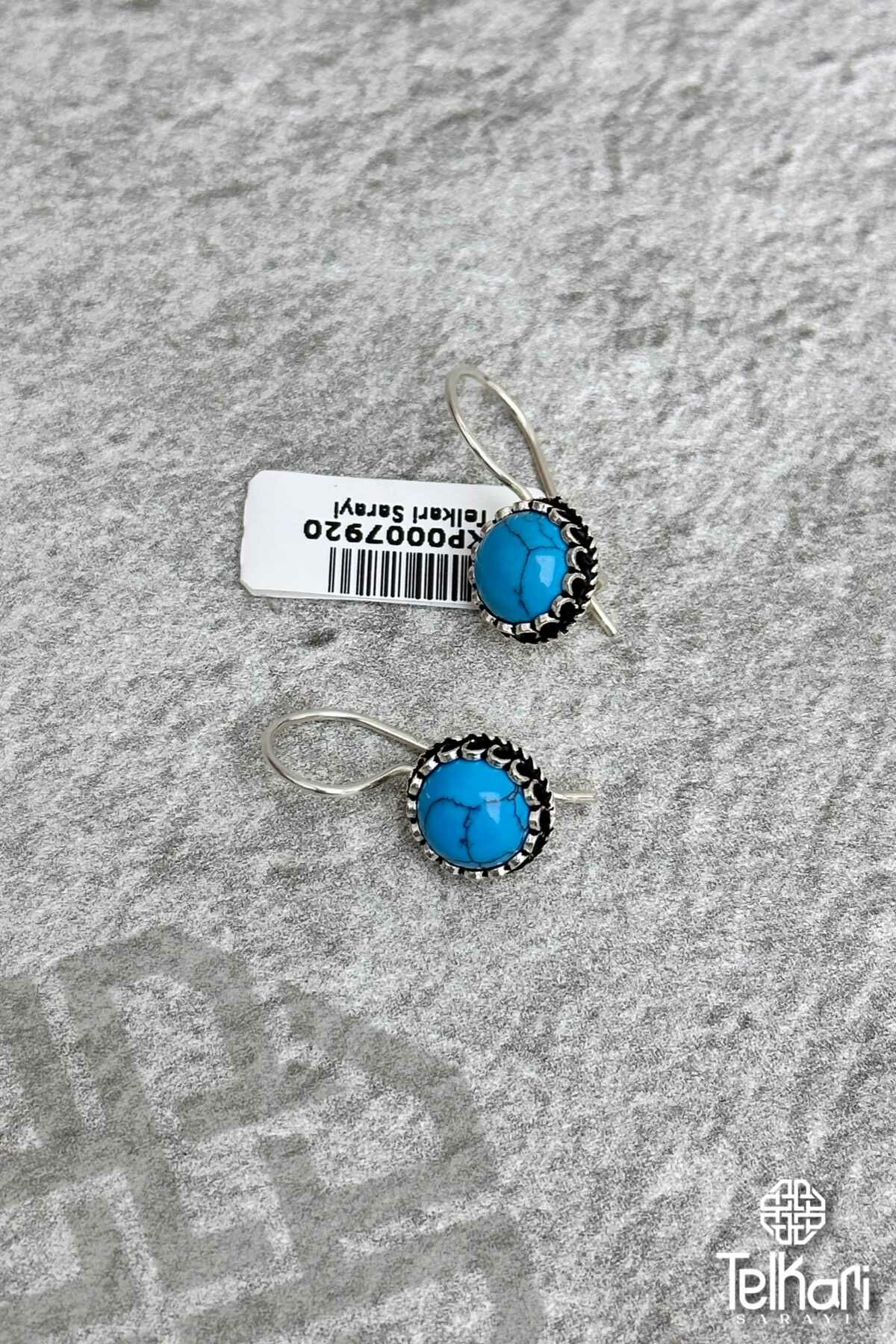 Firuze Taşlı Midyat Hasırı Gümüş Küpe