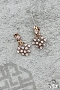 Sallantılı Çoklu Taşlı Rose Gümüş Küpe