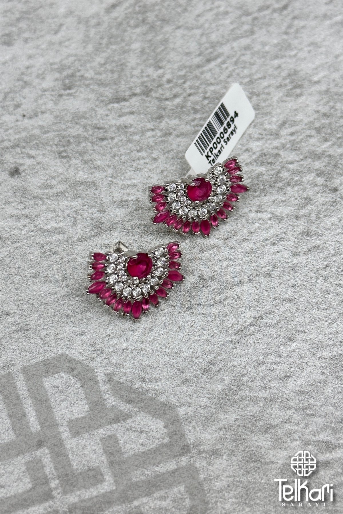 Yelpaze Renkli Gümüş Küpe