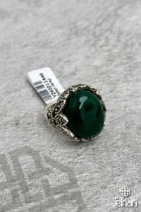 Yeşim Taşlı Gümüş Markazit Yüzük