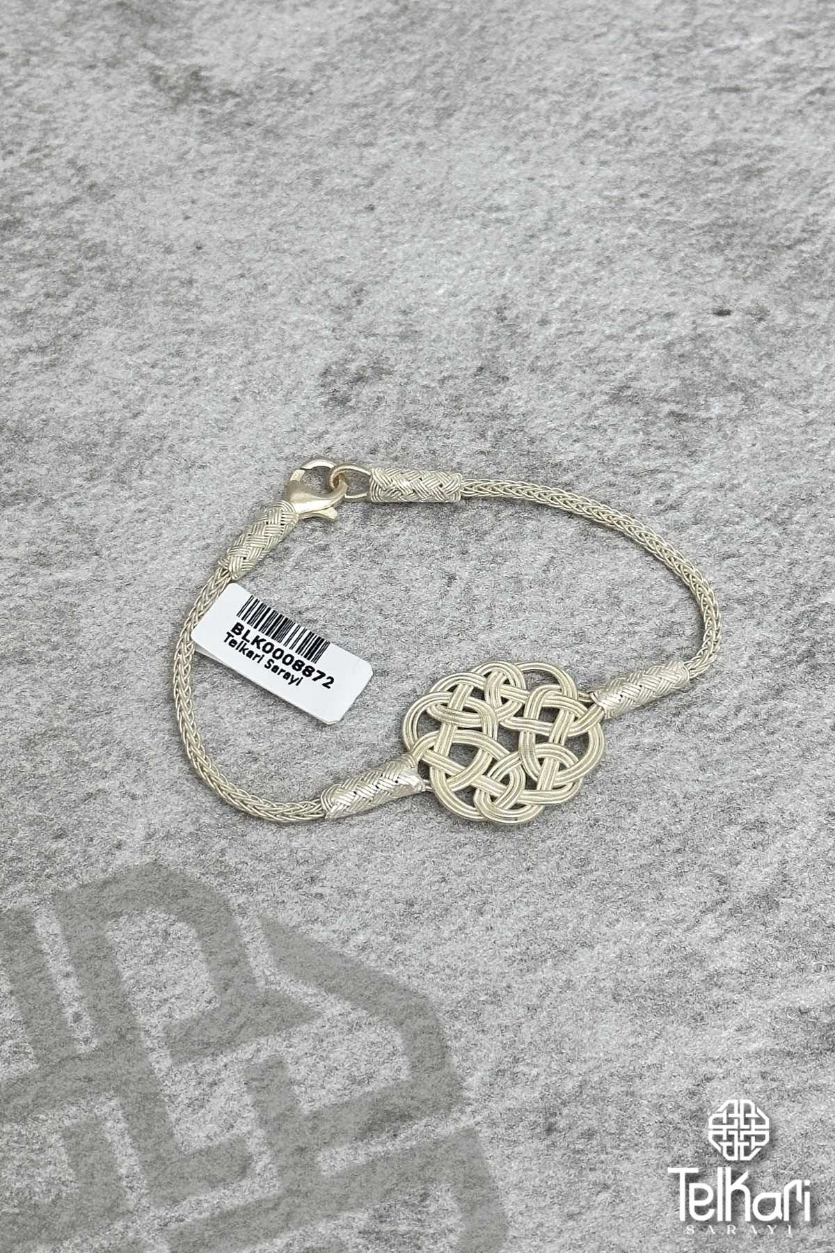 Unisex Aşk Düğümü Kazaziye Gümüş Bileklik