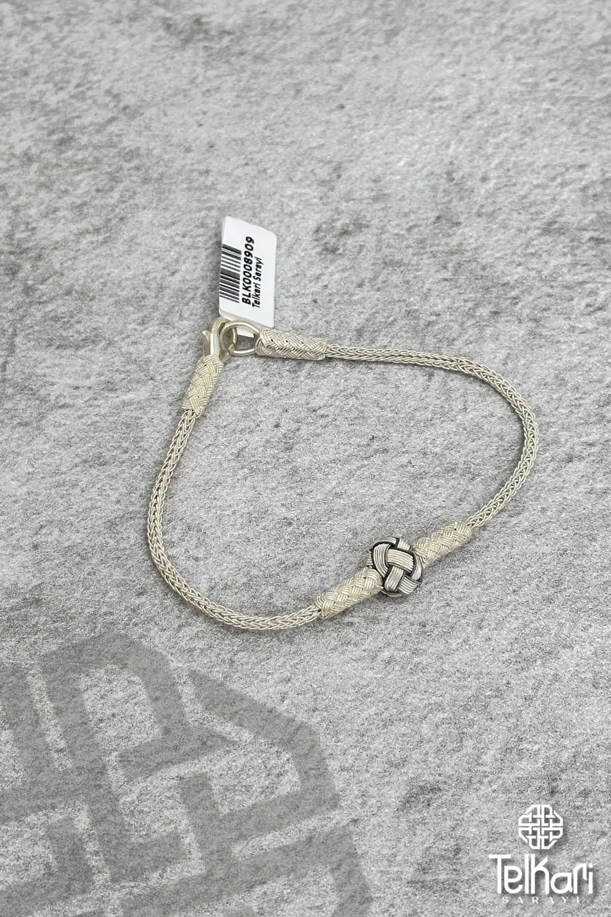 Unisex El İşçilikli Top Detaylı Kazaziye Gümüş Bileklik