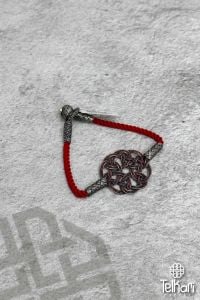 Unisex Kırmızı Aşk Düğümü Kazaziye Gümüş Bileklik