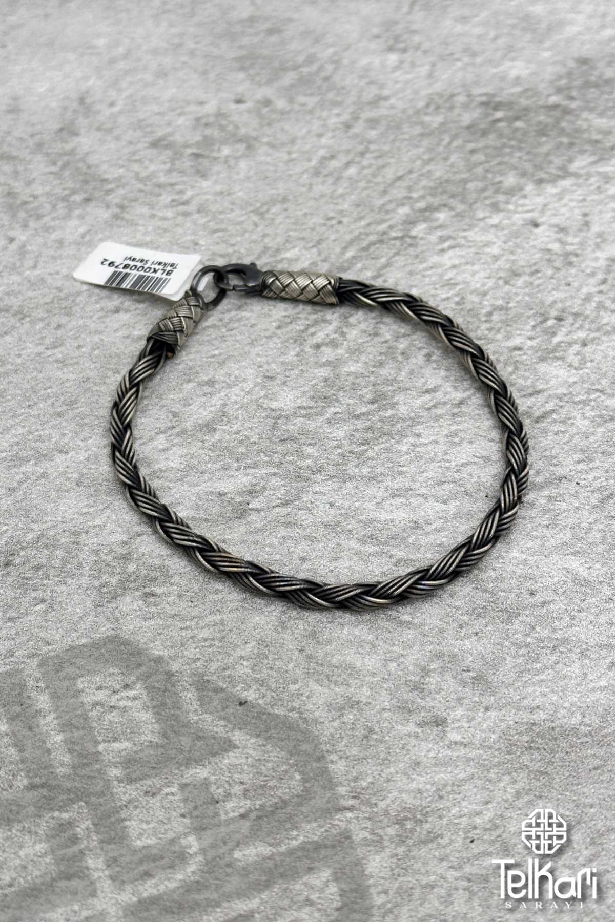 Örme Eskitme Unisex Kazaziye Gümüş Bileklik