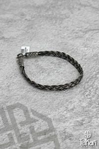 Büyük Örgülü Eskitme Unisex Kazaziye Gümüş Bileklik