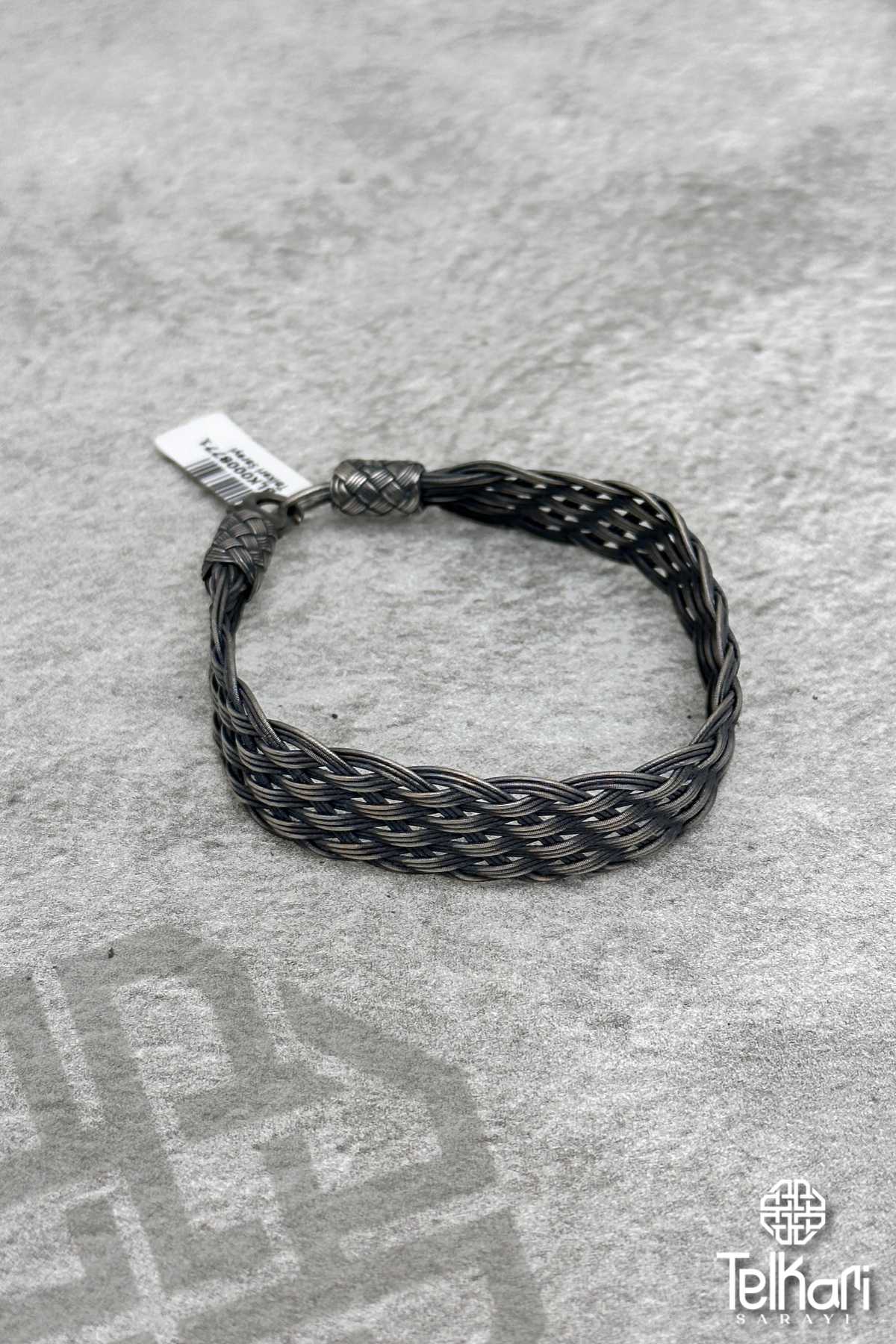 Eskitme Unisex Kazaziye Gümüş Bileklik