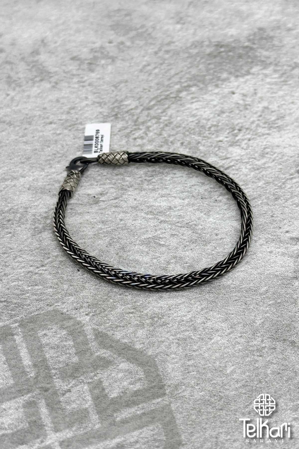 Balık Sırtı Örme Eskitme Unisex Kazaziye Gümüş Bileklik