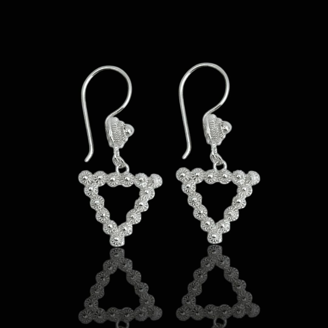 Sallantılı Üçgen Model 925 Ayar Gümüş Telkari Küpe