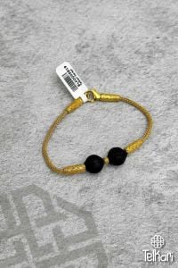 Amber Miskli Gold Unisex Kazaziye Gümüş Bileklik