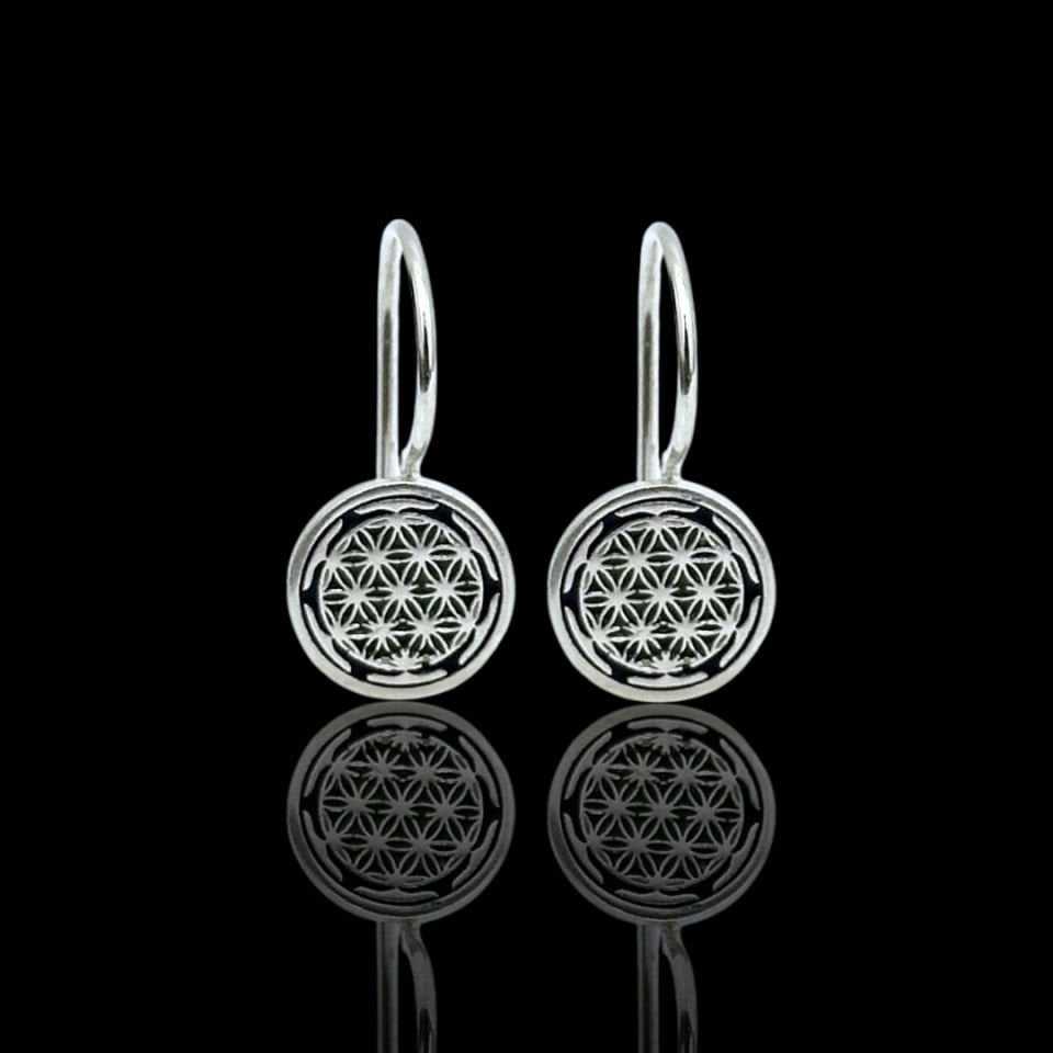 Yaşam Çiçeği Motifli Midyat Hasırı 925 Ayar Gümüş Küpe