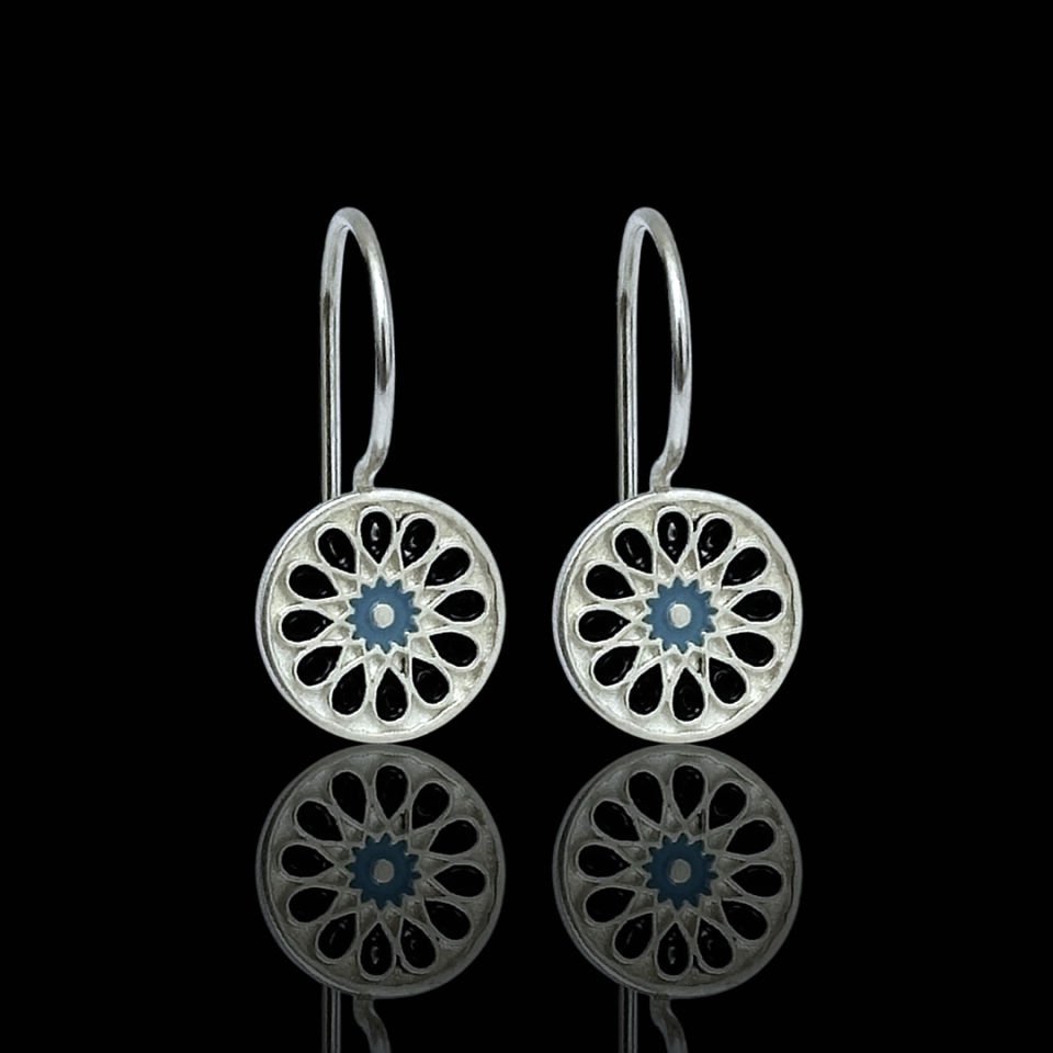 Mine İşlemeli 925 Ayar Midyat Hasırı Gümüş Küpe