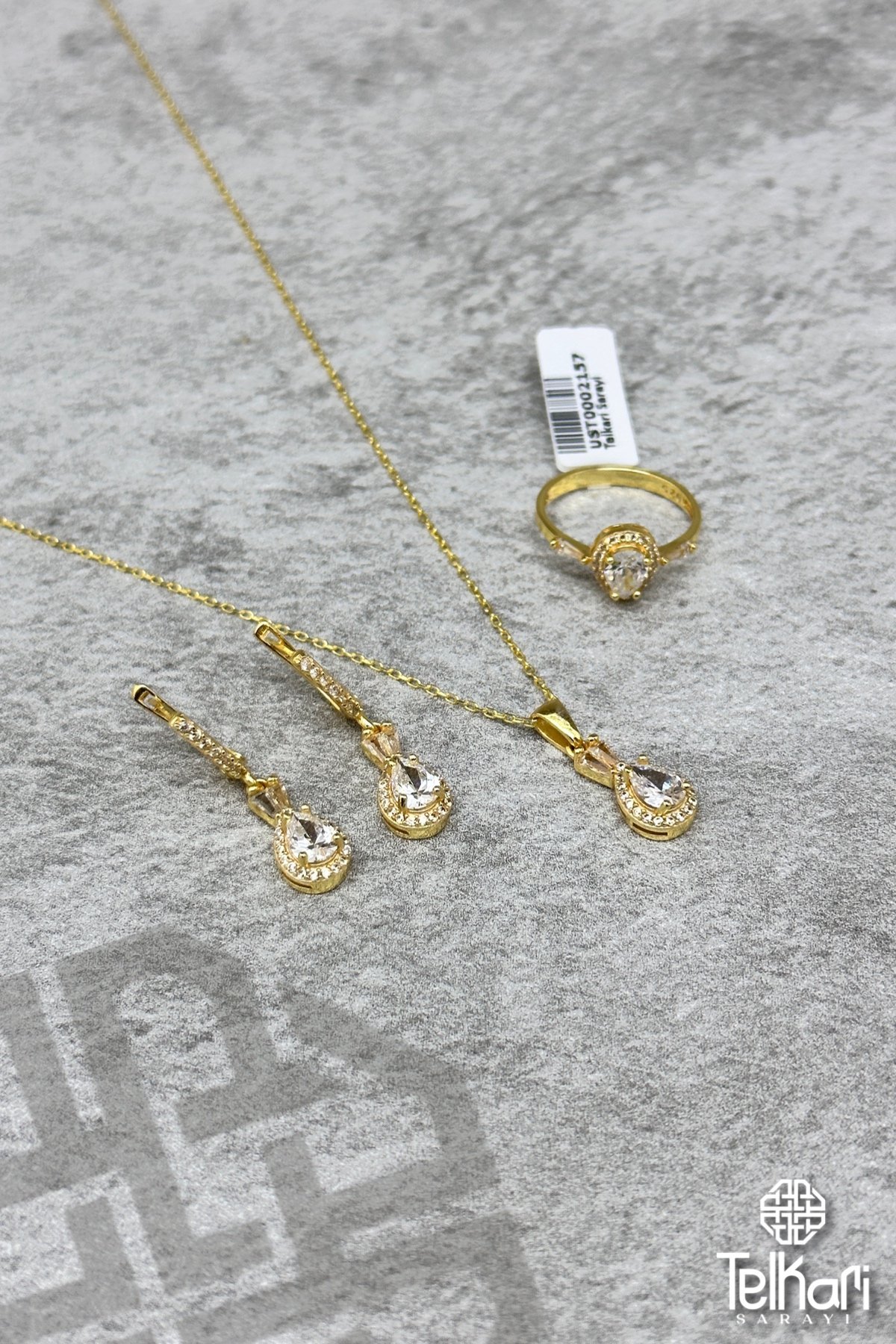 Altın Kaplama Zirkon Gümüş Üçlü Set