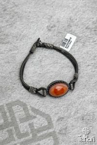 Akik Taşlı Örme Kazaziye Gümüş Bileklik