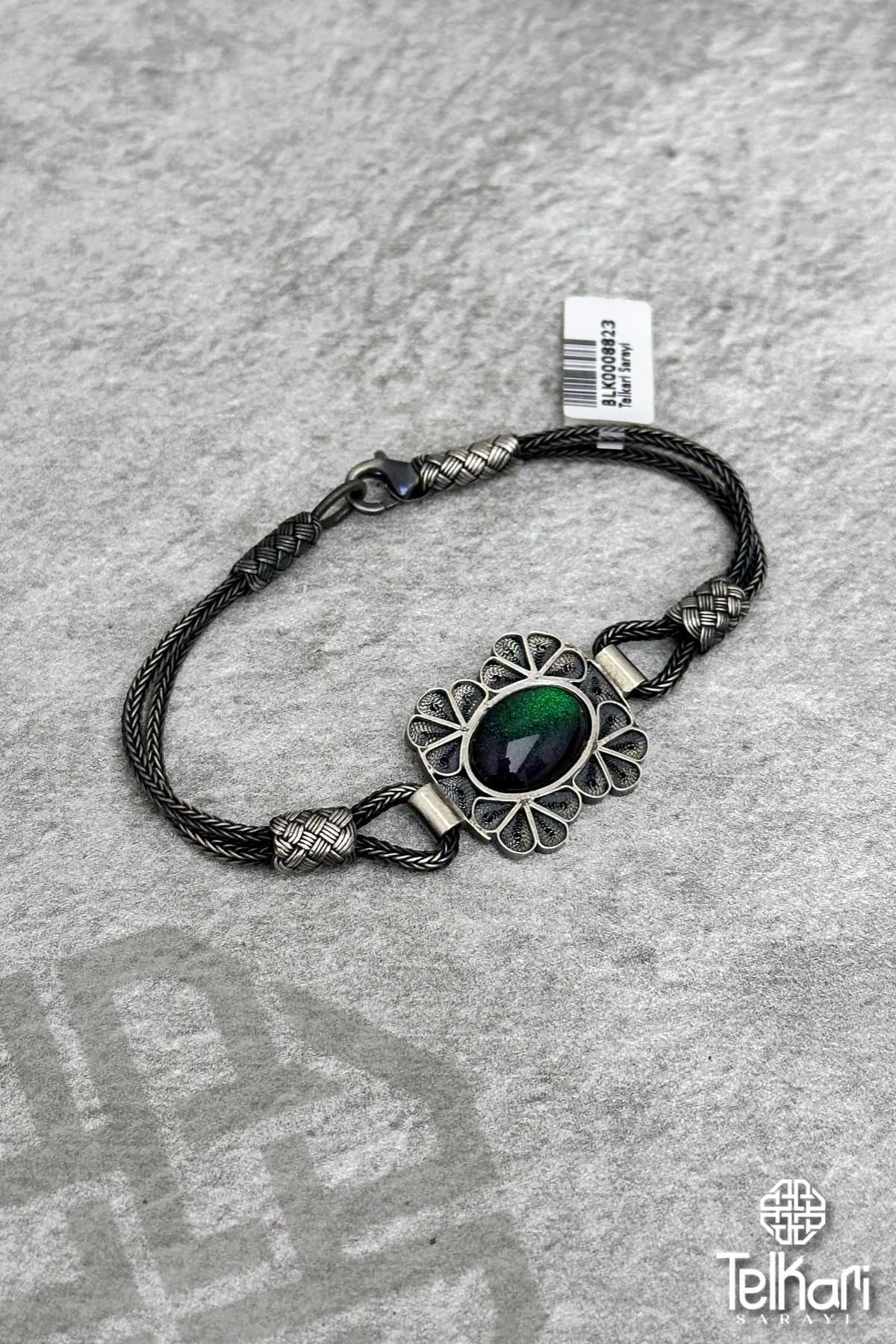 Yıldız Taşlı Örme Kazaziye Gümüş Bileklik