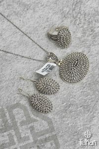 Midyat Oksitli Telkari Gümüş Üçlü Set