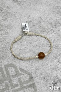 Sıkma Kehribar Taşlı Örme Kazaziye Gümüş Bileklik