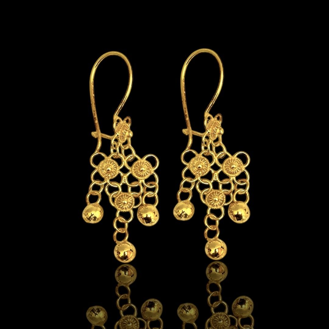 Gold Kişniş Model Telkari 925 Ayar Gümüş Küpe