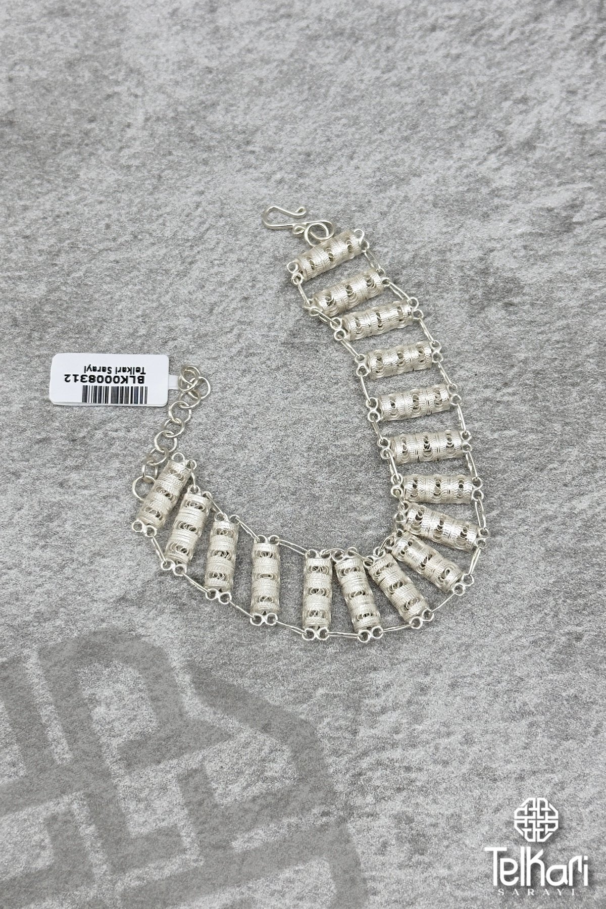 Merdiven El İşçilikli Özel Tasarım Gümüş Telkari Bileklik