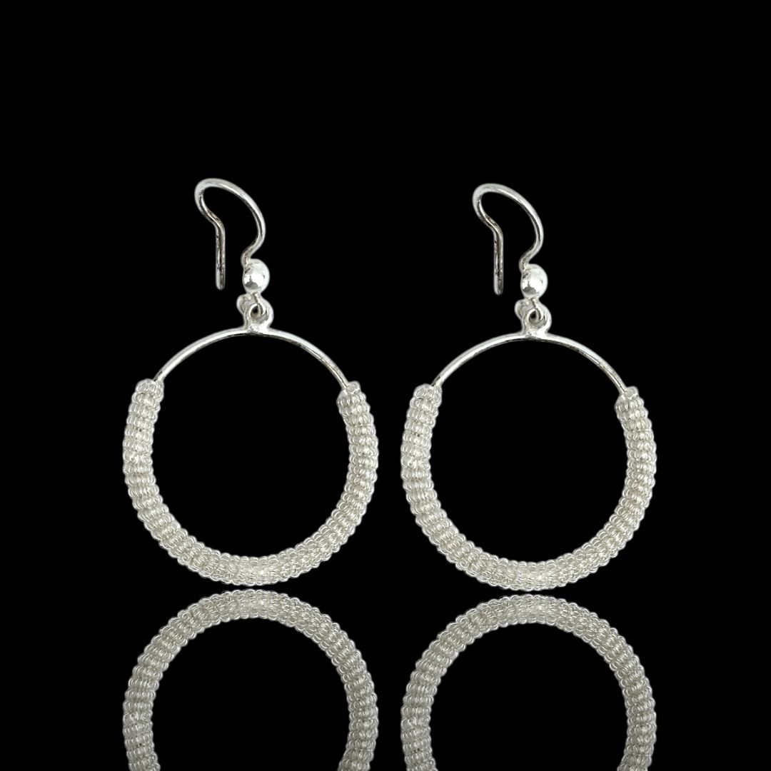 925 Ayar Etrafı Sade Telkari İşlemeli Halka Model Gümüş Küpe